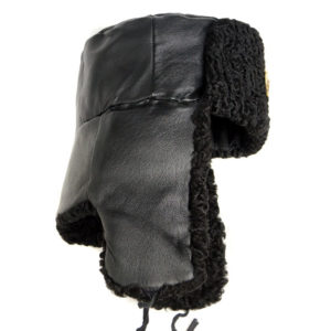 Russian Military Karakul Astrakhan Fur and Leather Ushanka Fur Hat