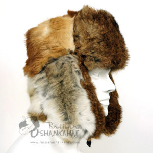 Russian Winter Hat Ushanka Brown Rabbit Fur