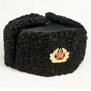 Russian Military Karakul Astrakhan Fur and Leather Ushanka Fur Hat