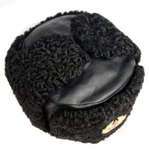 Russian Military Karakul Astrakhan Fur and Leather Ushanka Fur Hat