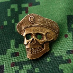 Russian military badge, skull in beret