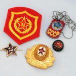 Soviet Russian Communist Hammer and Sickle KGB Badge Set