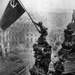 Raising a Flag Soviet Banner over the Berlin Reichstag Building WW2 - Poster