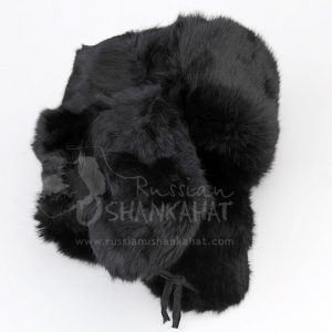 Ushanka Hat Rabbit Fur Black