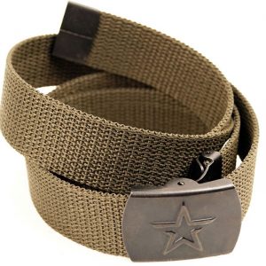 Russian Army Belt Olive Military Belt with Star Buckle OD Olive