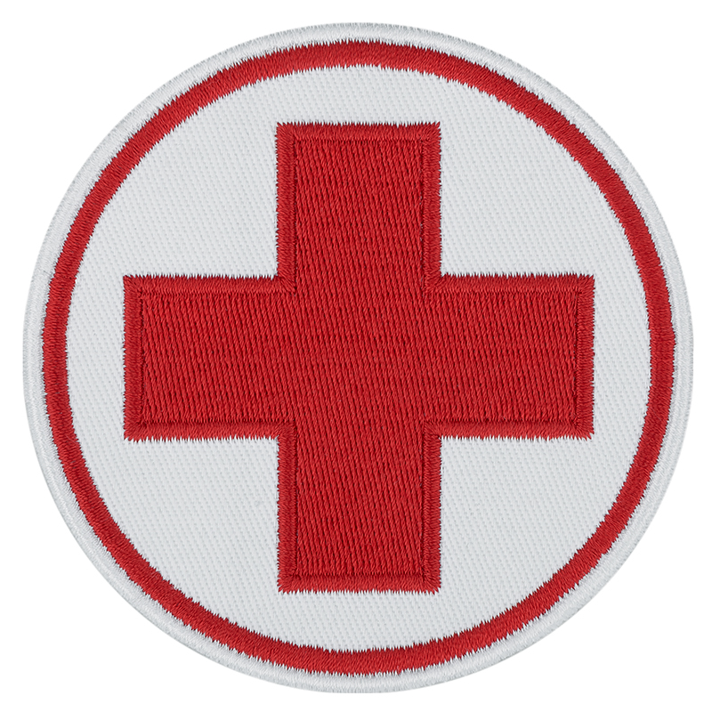 KHM Airsoft circle Military Velcro Patch Red Cross 