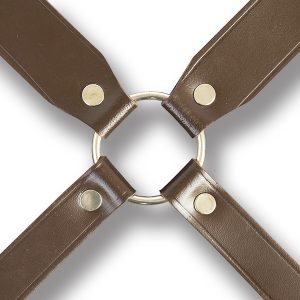 Russian Military Leather Belt with Suspenders X-Shape